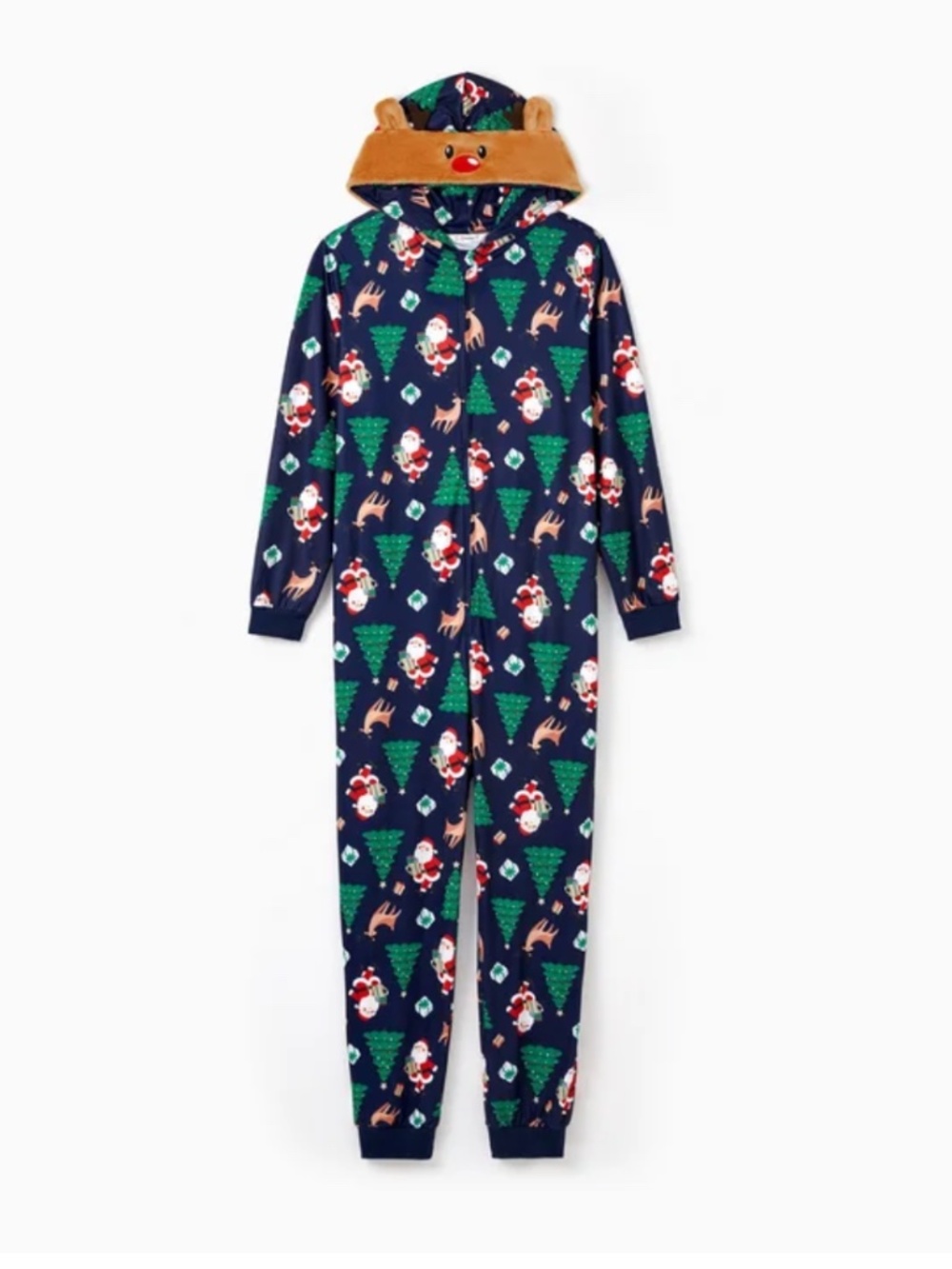 PatPat Men’s Christmas Onesie Pajamas Size L Hooded Reindeer Holiday PJs